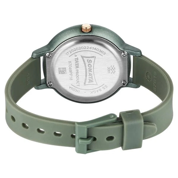 Sonata Splash Quartz Analog Grey Dial Plastic Strap Watch for Women - 87049PP18W - KRISHNA WATCH COMPANY