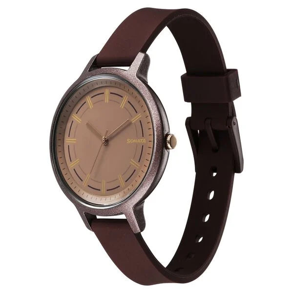 Sonata Splash Quartz Analog Brown Dial Watch for Women - 87049PP19W - KRISHNA WATCH COMPANY