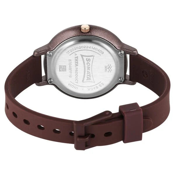 Sonata Splash Quartz Analog Brown Dial Watch for Women - 87049PP19W - KRISHNA WATCH COMPANY