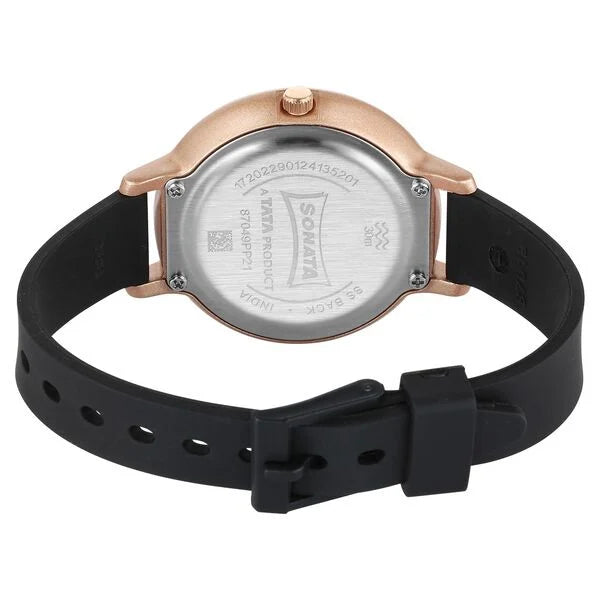Sonata Splash Quartz Analog Black Dial Plastic Strap Watch for Women - 87049PP21W - KRISHNA WATCH COMPANY