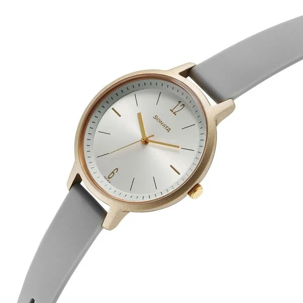 Sonata Splash Quartz Analog Silver Dial Plastic Strap Watch for Women - 87049PP22W - KRISHNA WATCH COMPANY