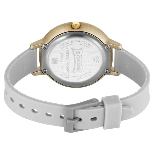 Sonata Splash Quartz Analog Silver Dial Plastic Strap Watch for Women - 87049PP22W - KRISHNA WATCH COMPANY