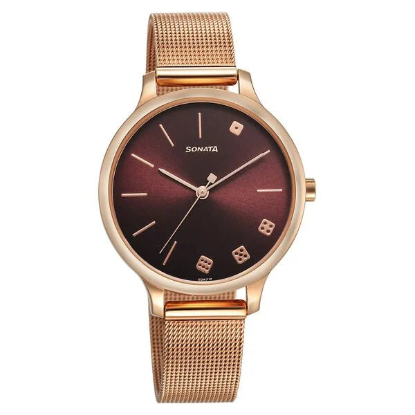 Sonata Play Maroon Dial Watch for Women 87050WM03 - KRISHNA WATCH COMPANY