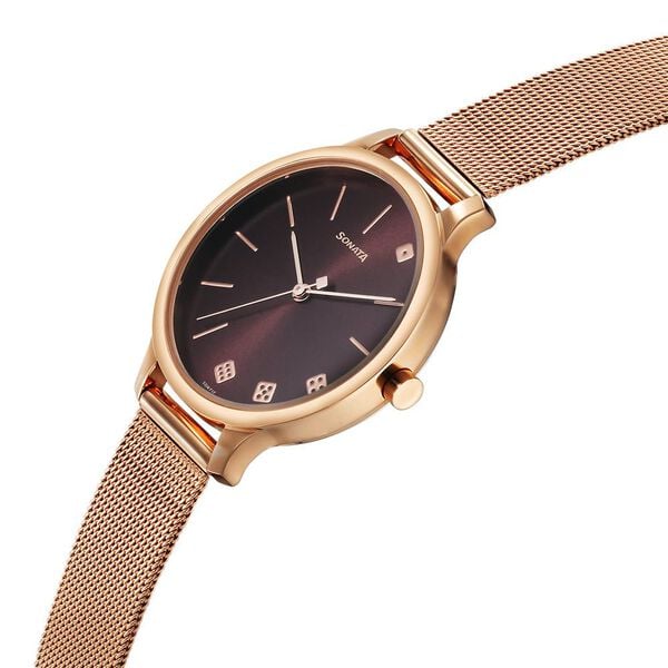 Sonata Play Maroon Dial Watch for Women 87050WM03 - KRISHNA WATCH COMPANY