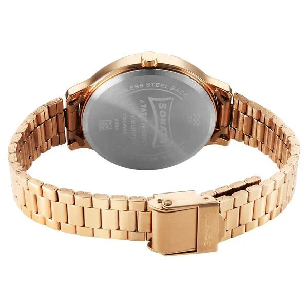 Sonata Blush Quartz Analog Rose Gold dial Stainless Steel Strap Watch for Women 87050wm08 - KRISHNA WATCH COMPANY