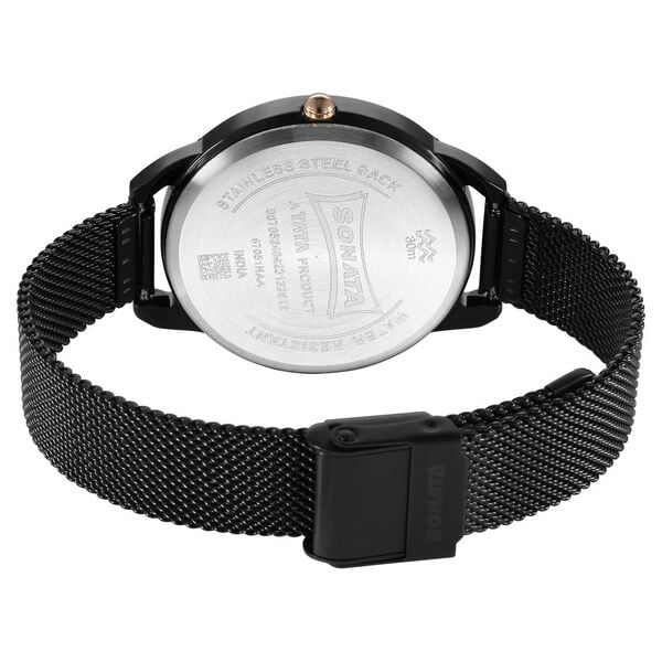 Sonata Wedding Quartz Analog Black Dial Stainless Steel Strap Watch for Women 87051km01 - KRISHNA WATCH COMPANY