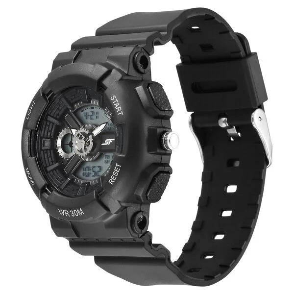 SF Unisex Classic Black Watch with Silver Accents - Timeless Elegance for Every Occasion 87057pp05 - KRISHNA WATCH COMPANY