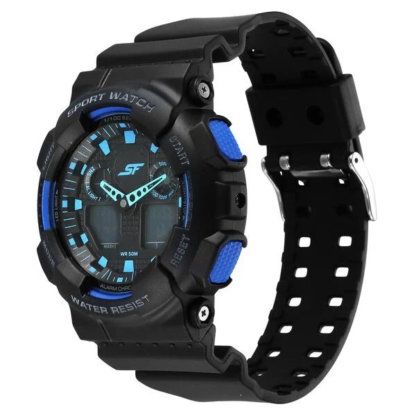 SF Vigour Quartz Digital Analog Digital Black Dial With Black Color Plastic Strap Watch For Unisex 87058pp01 - KRISHNA WATCH COMPANY