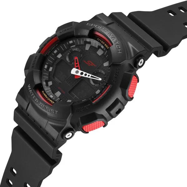 SF Vigour Quartz Digital Analog Digital Black Dial With Black Color Plastic Strap Watch For Unisex 87058pp02 - KRISHNA WATCH COMPANY