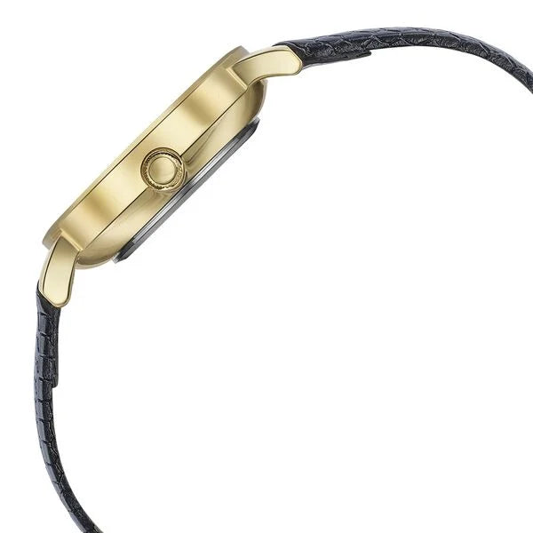 Sonata Glam Gold Quartz Analog Black Dial Leather Strap Watch For Women - 87063YL04W - KRISHNA WATCH COMPANY
