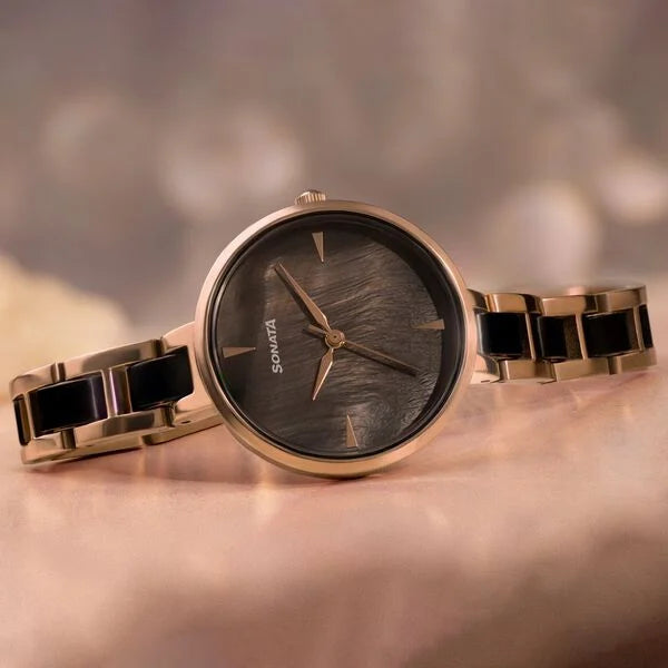 Sonata Quartz Analog Multicoloured Dial Two Toned Stainless Steel Strap Watch For Women 87064kd01 - KRISHNA WATCH COMPANY