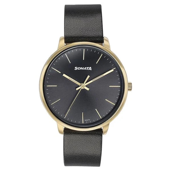 Sonata Quartz Analog Black Dial Black Watch For Women - 87069YL01 - KRISHNA WATCH COMPANY