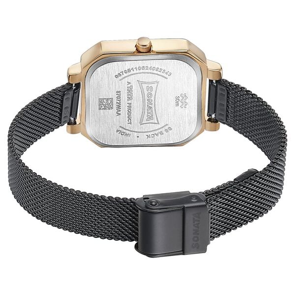 Sonata Modern Edit Quartz Analog Black Dial Black Stainless Steel Strap Watch For Women 87072km01 - KRISHNA WATCH COMPANY