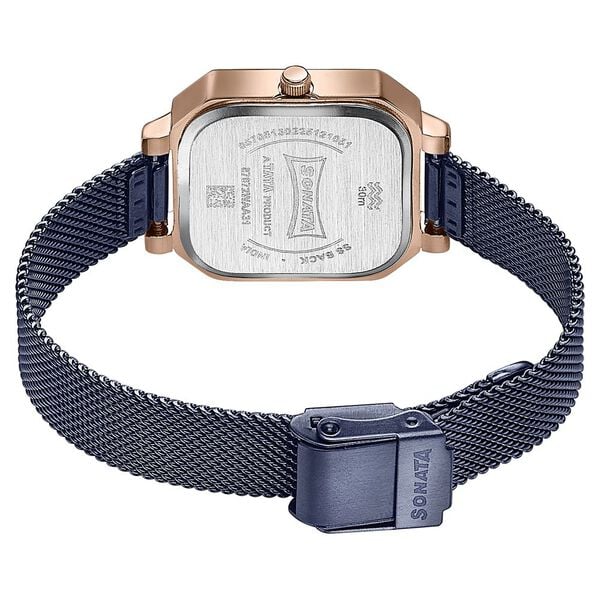 Sonata Modern Edit Quartz Analog Blue Dial Stainless Steel Strap Watch For Women 87072km02 - KRISHNA WATCH COMPANY