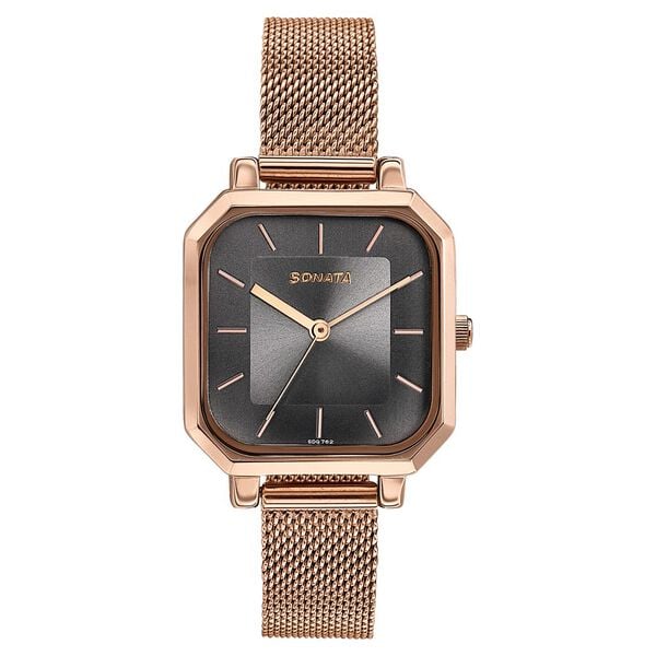 Sonata Modern Edit Quartz Analog Grey Dial Stainless Steel Strap Watch For Women 87072wm01 - KRISHNA WATCH COMPANY