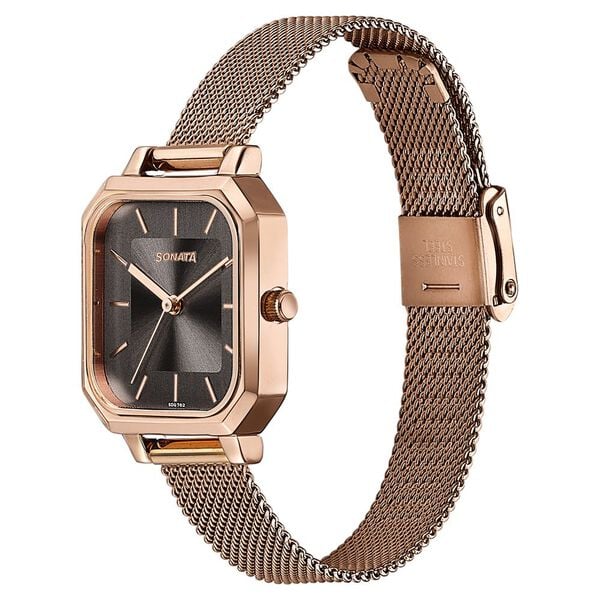 Sonata Modern Edit Quartz Analog Grey Dial Stainless Steel Strap Watch For Women 87072wm01 - KRISHNA WATCH COMPANY
