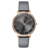 Sonata Modern Edit Quartz Analog Grey Dial Leather Strap Watch For Women 87073wl02