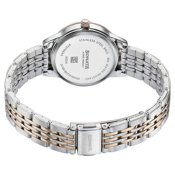Sonata Wedding Quartz Analog Black Dial Stainless Steel Strap Watch For Women 87076km02 - KRISHNA WATCH COMPANY