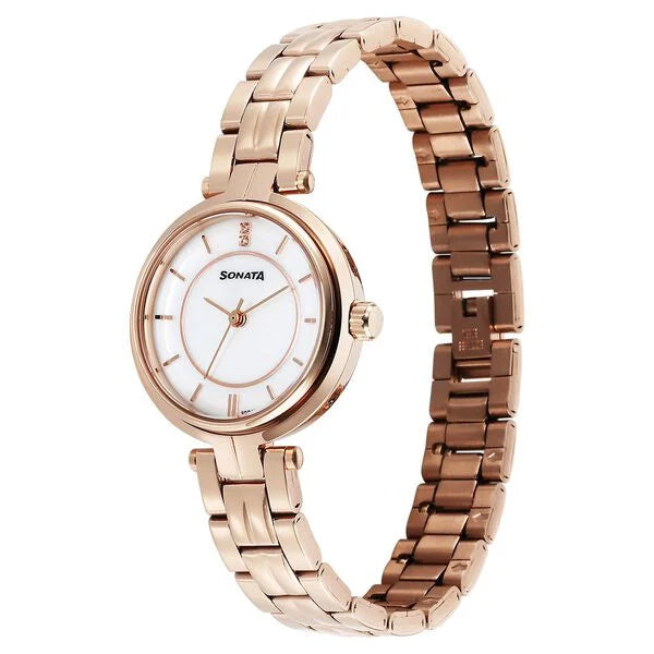 Sonata Wedding Quartz Analog Off White Dial Stainless Steel Strap Watch For Women 87077wm01 - KRISHNA WATCH COMPANY