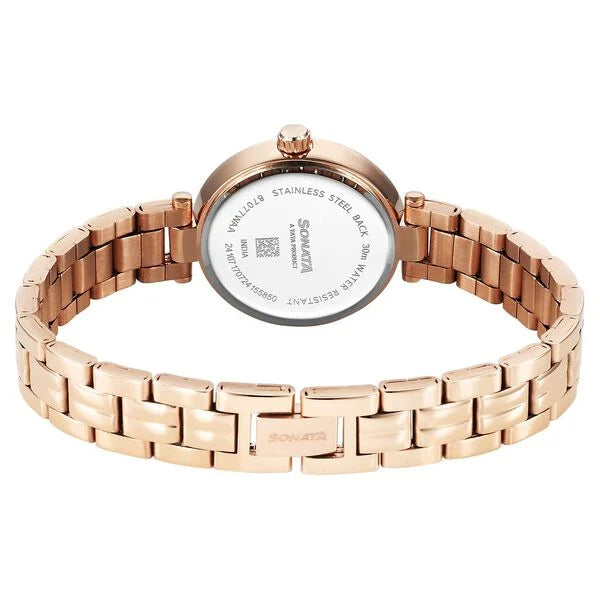 Sonata Wedding Quartz Analog Off White Dial Stainless Steel Strap Watch For Women 87077wm01 - KRISHNA WATCH COMPANY