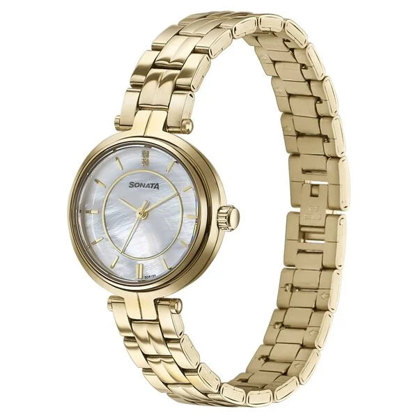 Sonata Wedding Quartz Analog Off White Dial Watch For Women - 87077YM01 - KRISHNA WATCH COMPANY