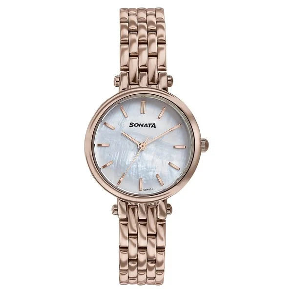 Sonata Wedding Edit Quartz Analog Off White Dial Stainless Steel Strap Watch For Women 87082WM01 - KRISHNA WATCH COMPANY