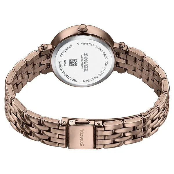Sonata Wedding Edit Quartz Analog Off White Dial Stainless Steel Strap Watch For Women 87082WM01 - KRISHNA WATCH COMPANY
