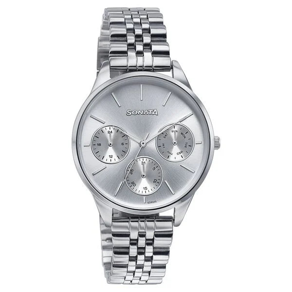 Sonata Wedding Edit Quartz Multifunction Silver Dial Stainless Steel Strap Watch For Women 87085sm01 - KRISHNA WATCH COMPANY