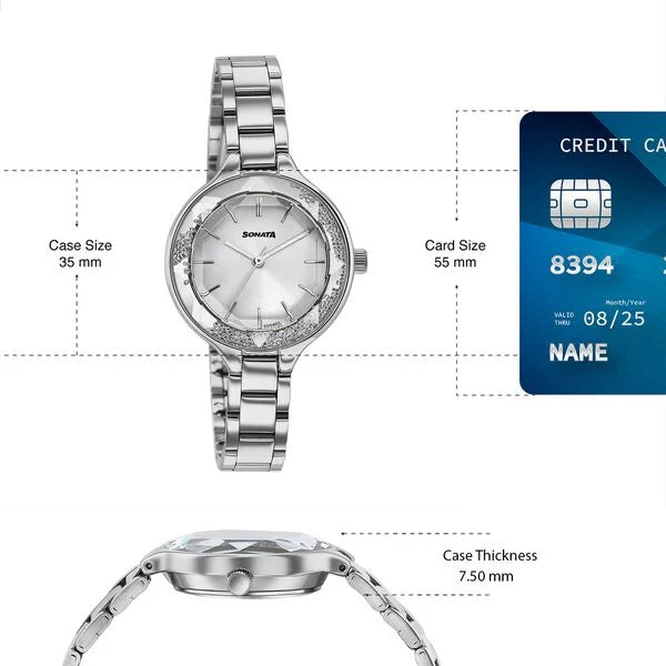 Sonata Festive Quartz Analog Watch For Women - 87104SM01 - KRISHNA WATCH COMPANY