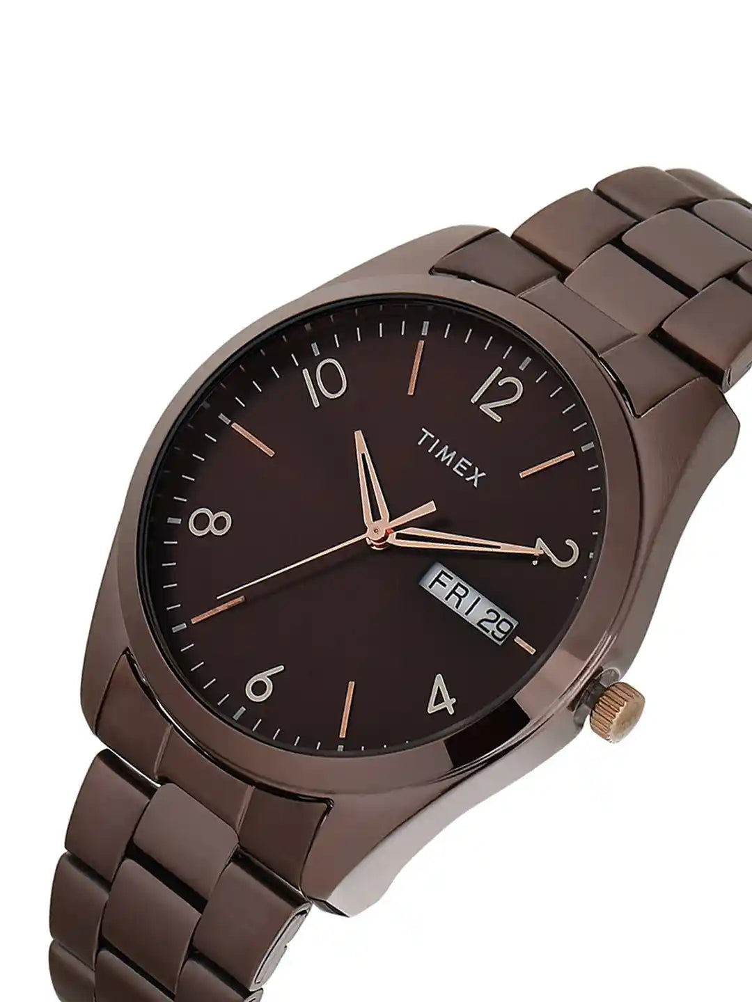 Timex Men Brown Round Analog Brass Dial Watch - TWTG10406 - KRISHNA WATCH COMPANY