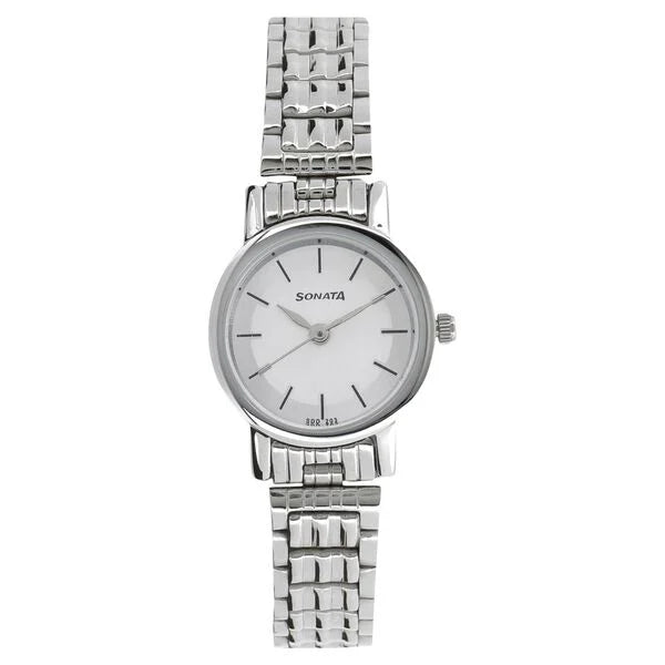 Sonata Quartz Analog White Dial Watch For Women 8976SM01W - KRISHNA WATCH COMPANY
