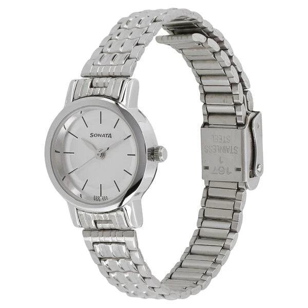 Sonata Quartz Analog White Dial Watch For Women 8976SM01W - KRISHNA WATCH COMPANY
