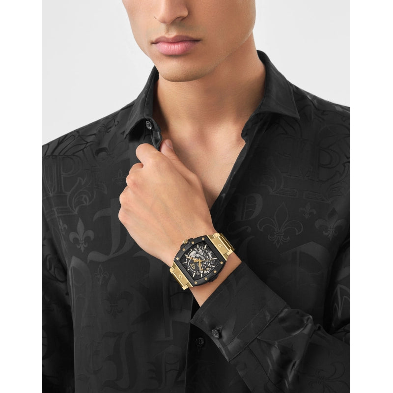 Philipp Plein Black Hexagonal Dial Automatic Men Watch - PWJFA0625 - KRISHNA WATCH COMPANY