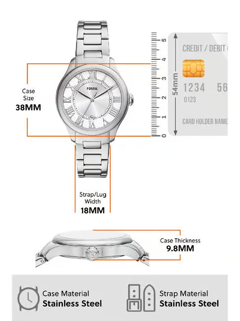 Fossil Gilmore Three-Hand Date Stainless Steel Watch - ES5393 - KRISHNA WATCH COMPANY
