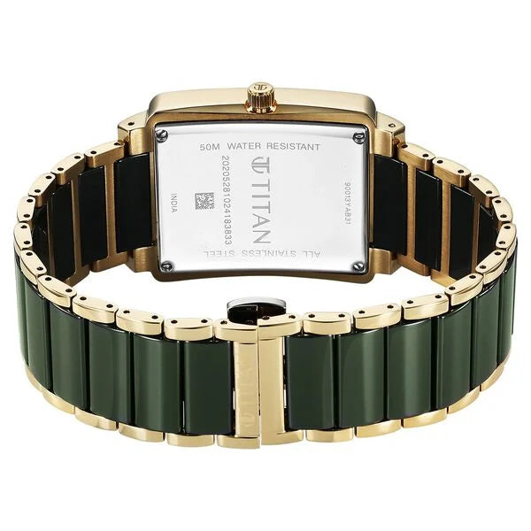 Titan Regalia Shaped Ceramic Quartz Analog Steel & Ceramic Strap Watch For Men 90013kd05