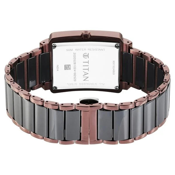 Titan Regalia Shaped Ceramic Quartz Analog with Date Black Dial Steel & Ceramic Strap Watch For Men 90013kd06