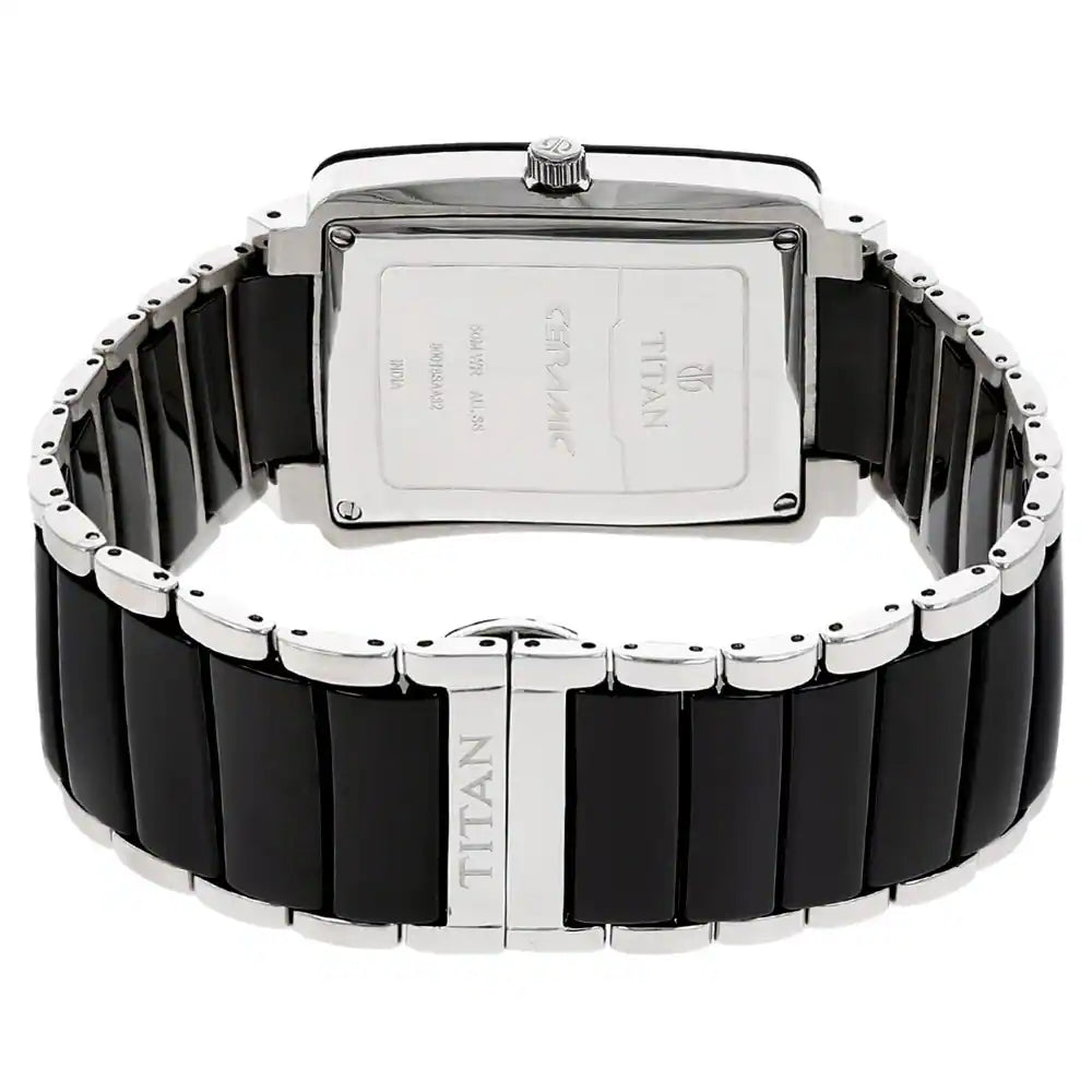 Titan Black Dial Two Toned Steel & Ceramic Strap Watch NL90013SD02 (DE138) - KRISHNA WATCH COMPANY