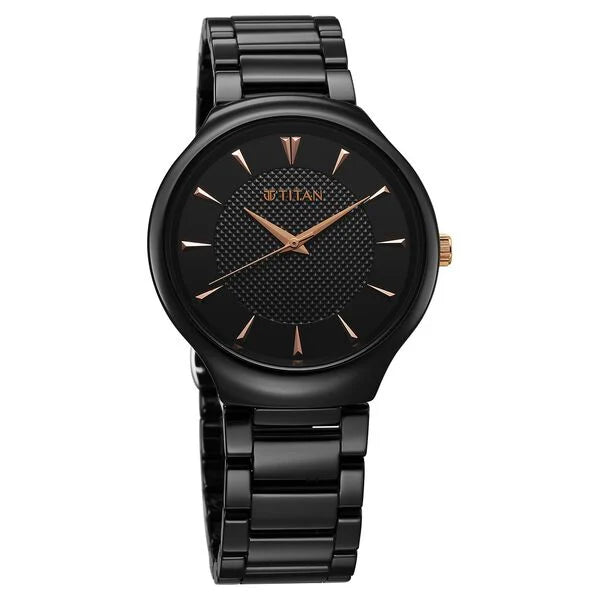Titan Regalia Ceramics Quartz Analog Black Watch For Men - 90014KC05 - KRISHNA WATCH COMPANY