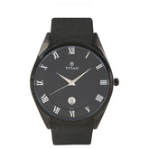 Titan Quartz Analog with Date Black Dial Stainless Steel Strap Watch for Men 90054NM01