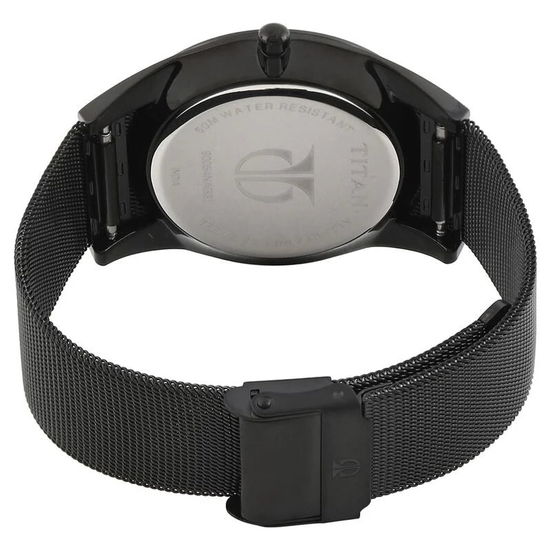 Titan Quartz Analog with Date Black Dial Stainless Steel Strap Watch for Men 90054NM01 - KRISHNA WATCH COMPANY