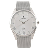 Titan Quartz Analog with Date Silver Dial Stainless Steel Strap Watch for Men NN90054SM01 / 90054SM01