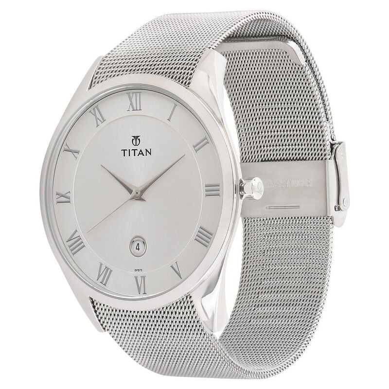 Titan Quartz Analog with Date Silver Dial Stainless Steel Strap Watch for Men NN90054SM01 / 90054SM01 - KRISHNA WATCH COMPANY