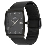 Titan Quartz Analog with Date Black Dial Stainless Steel Strap Watch for Men / 90076NM01
