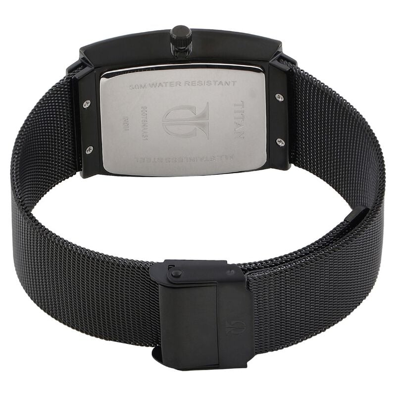 Titan Quartz Analog with Date Black Dial Stainless Steel Strap Watch for Men / 90076NM01 - KRISHNA WATCH COMPANY