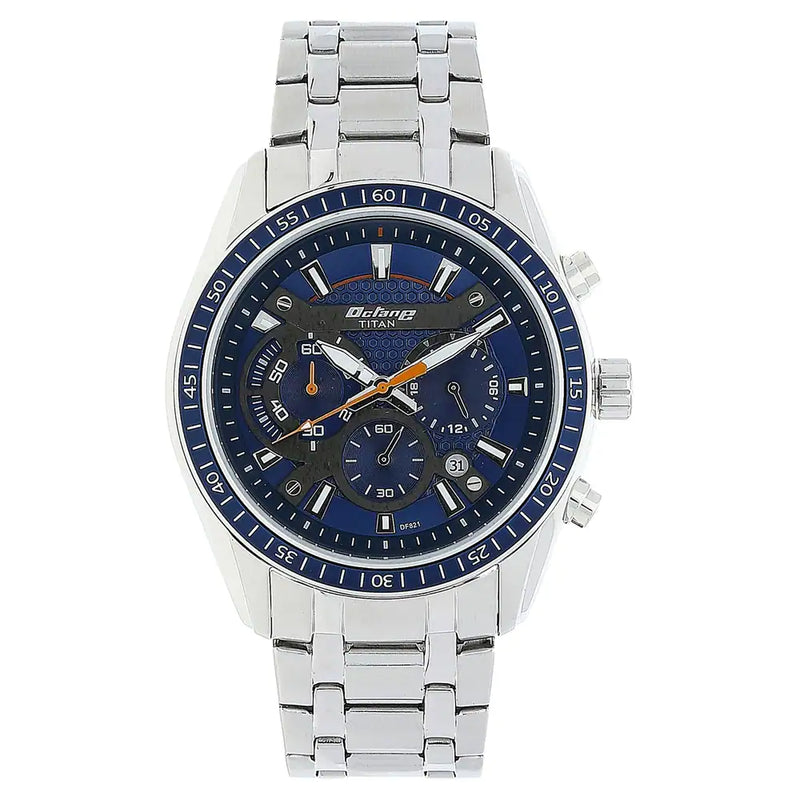 Titan Octane Blue Dial Stainless Steel Strap Watch NP90077KM02 (DF821) - KRISHNA WATCH COMPANY