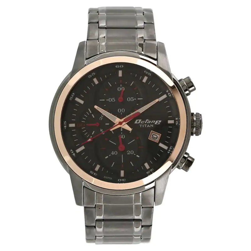 Titan Octane Black Dial Stainless Steel Strap Watch - 90086KM03 - KRISHNA WATCH COMPANY