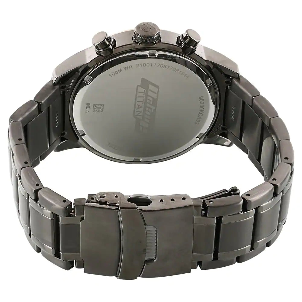 Titan Octane Black Dial Stainless Steel Strap Watch - 90086KM03