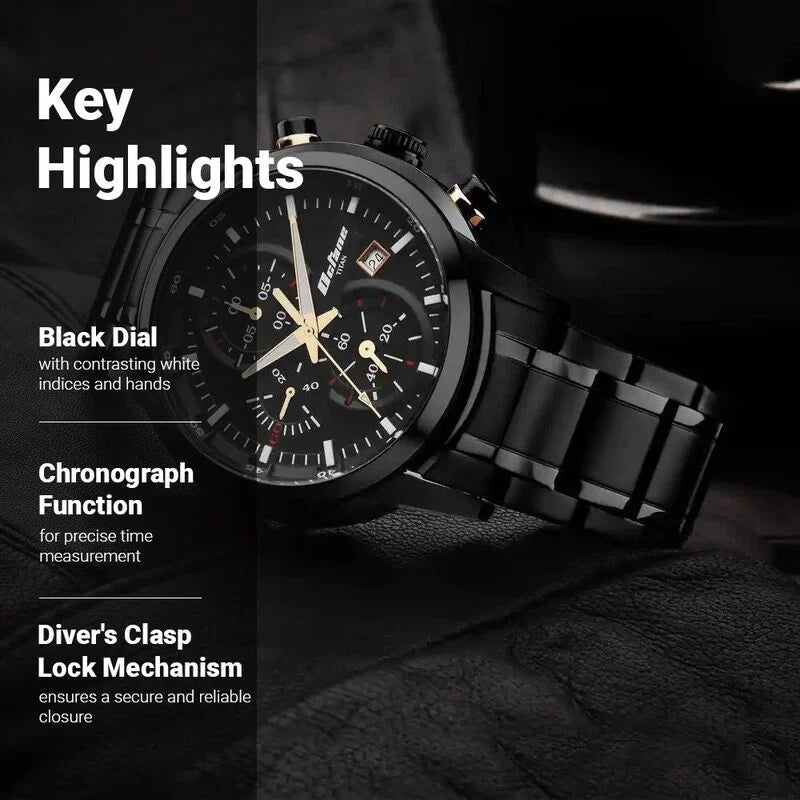 Titan Octane Black Dial Chronograph Watch for Men 90086KM05 - KRISHNA WATCH COMPANY