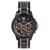 Titan Black Dial Chronograph Watch with Steel & Ceramic Strap 90090KD02