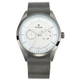 Titan Quartz Multifunction White Dial Stainless Steel Strap Watch for Men 90098QM01 - KRISHNA WATCH COMPANY